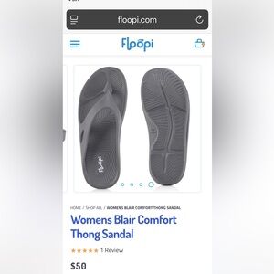 Floppi Women’s Blair Comfort Thong Sandals in Grey size 8 NWT